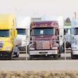 semis in a parking lot