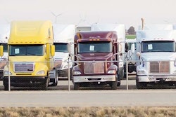 semis in a parking lot