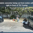 Catalytic converter being cut from a stolen vehicle in front of TDI Towing