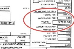 $7230 tow invoice