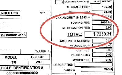 $7230 tow invoice