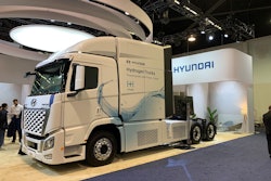 Those calling for a repeal of the Federal Excise Tax say it will help fleets acquire safer and cleaner-running trucks. A hydrogen fuel cell Hyundai Xcient is shown above at the Advanced Clean Transportation Expo in May.