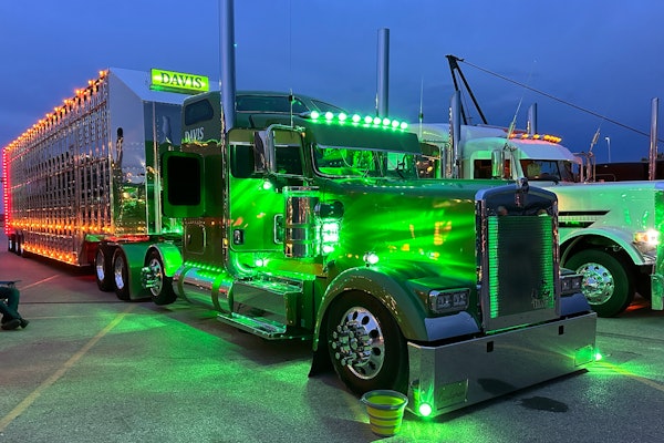 Cody Davis' 2022 Kenworth W900L at night