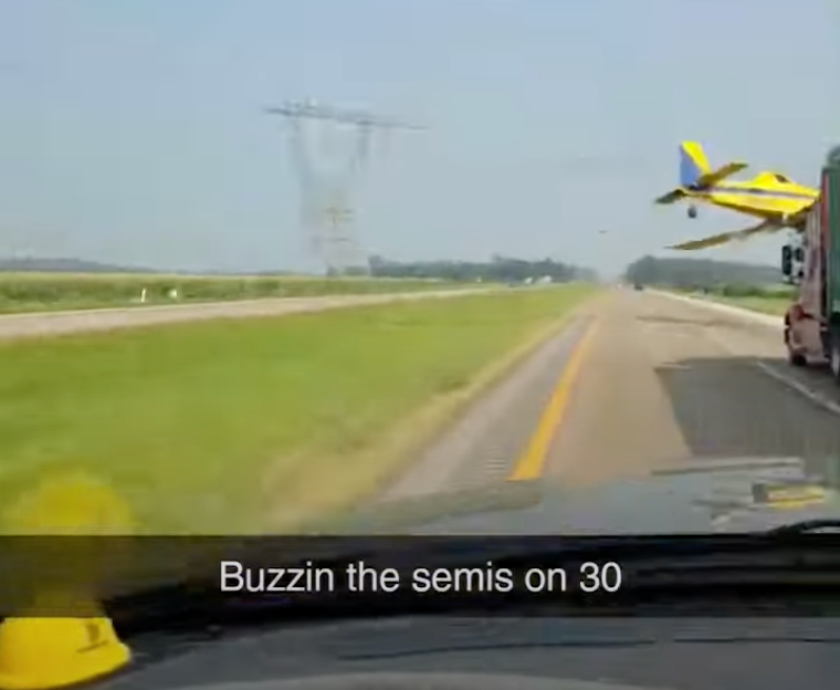 plane almost hits semi