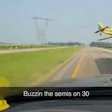 plane almost hits semi