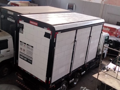 SolCold CEO and co-founder Yaron Shenhav said compared to white exterior paint, SolCold's Glacier 100 wrap lowered the cargo temperature of this Am Bev truck up to an additional 12 degrees Fahrenheit.