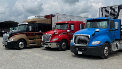 LB Trucking -- three tractors, trailers of more recent vintage