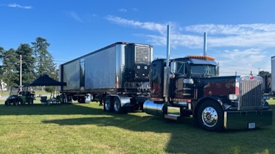 Joe Scetto's 359 at the Gear Jammer Magazine truck show in Greenfield, Massachusetts. Scetto made fast friends by projecting classic trucking movies like Smokey and the Bandit on the trailer at night.
