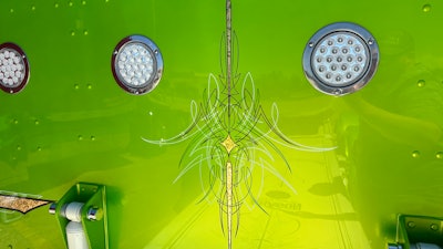 Pinstriping on Mark and Payton Aragon's 2003 Peterbilt 379