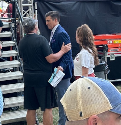 Game Creek Video driver Tommy Marshall and College Gameday host Rece Davis