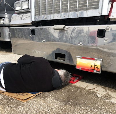 Roger's not shy of getting underneath the truck and making it happen for smaller jobs. 'He makes all of my wishes come true,' Rita said, with a variety of custom adds to her 2021 KW and trailer. 'Sequential turn-signal lights on the trailer, mudflaps with eagles and they say, 'God Bless the USA.' All the things I think of when I’m driving.'