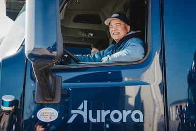 Aurora safety driver in Aurora autonomous truck