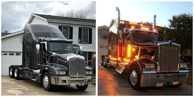 Rita and Roger Wilson's two Kenworths, parked at home