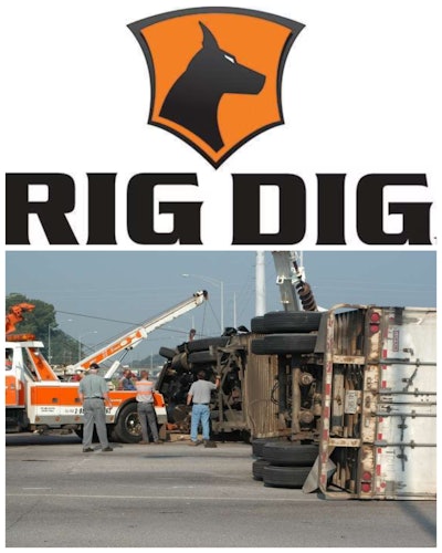 RigDig logo with rollover crash image