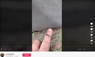 A still from Lucas' TikTok shows very similar vandalism to his tires.