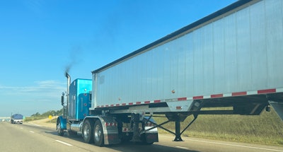 Emissions from truck exhaust stack