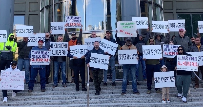 The shutdown today hasn't been the only protest event this year to call for greater enforcement of so-called 'transparency' regulations for brokers (49 CFR 371.3), illustrated by many of these signs from a rally this past May in D.C., covered at this link.