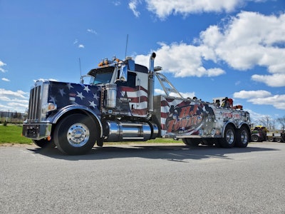 HJ Towing and Recovery's patriotic tow truck
