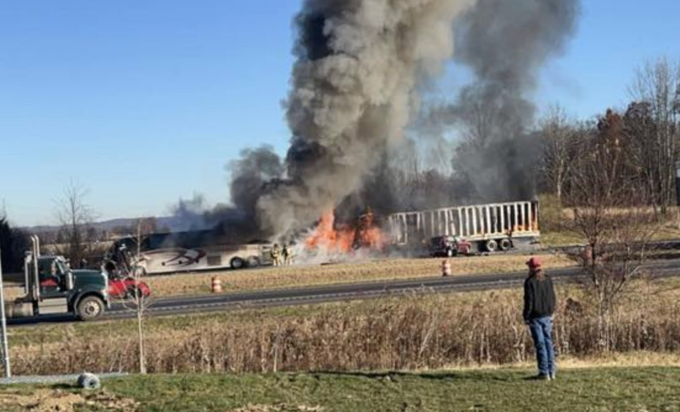 I-70 Ohio truck and bus crash