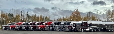 trucks lined up at Action Tank Lines event