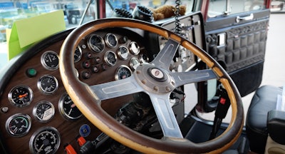 Interior of Marlin Coblentz's 1986 Peterbilt 359