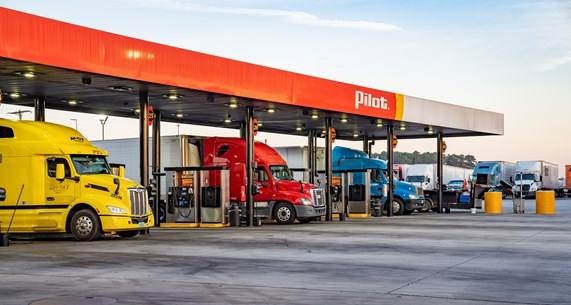 Pilot truck stop fuel island