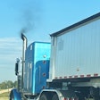 Smoke From Stack On Highway Truck