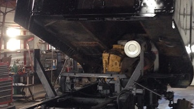 The K100 is powered by a fully mechanical 3406B Caterpillar with a 13 speed double overdrive transmission and 3.73 rears. It's definitely the original engine, Bankert said. 'I’m sure it’s probably been overhauled a time or two in its lifetime,' yet since all the work Twin Pine put into it in 2014 he's had to do little major work. 'I did the front structure gaskets a couple years ago, then the rear main seal and a new clutch this summer,' likewise rear structure gaskets. 'The transmission we’ve never touched, rears we’ve never touched.' The odometer currently reads 550,000 miles or so, yet he's unsure whether that's accurate.