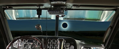 solar eclipse out of truck windshield