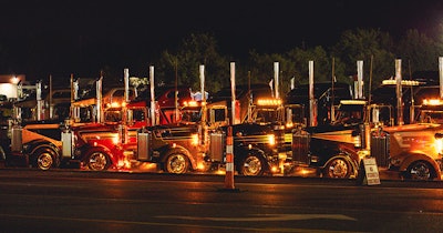 Trucks lined up at night at GBATS