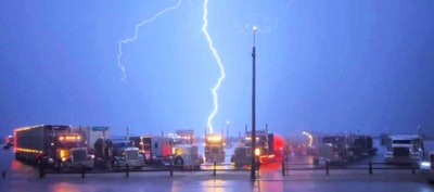 Sunflower Classic truck show with lightning bolt