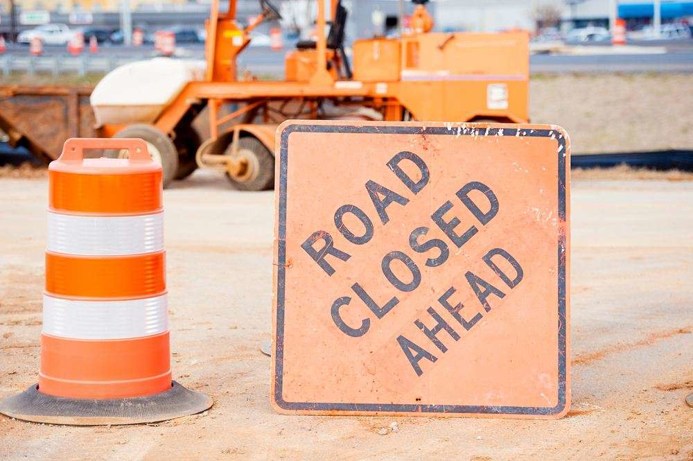 road closed ahead sign construction zone