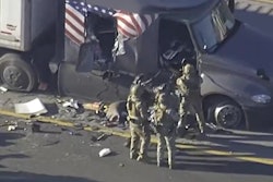 Video still from KHOU report on police truck chase