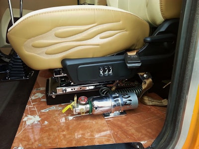 Marble flooring in Ron Kelsey's 1981 Peterbilt 359