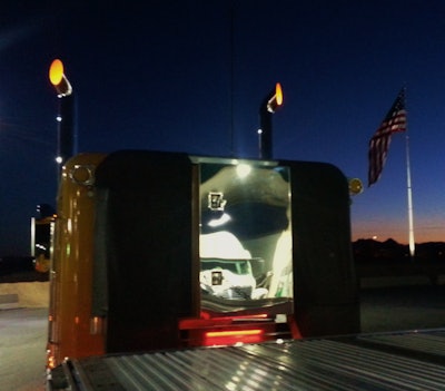 Glowing stacks of Ron Kelsey's 1981 Peterbilt 359