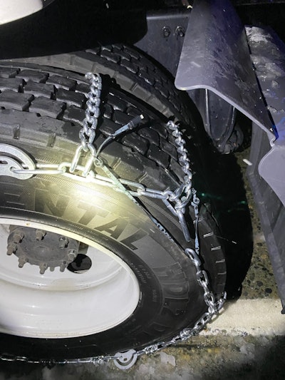 trucker fail tire chain