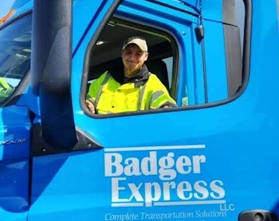 Will Dodson in Badger Express truck