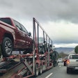 Car Hauler On Highway In Traffic