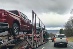 Car Hauler On Highway In Traffic