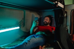 Truck driver in sleeper