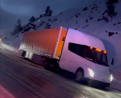 Tesla Semi i-80 donner pass snow