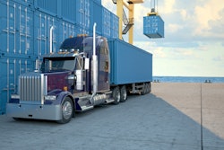 truck at port with containers