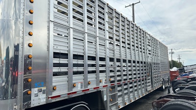 2019 Wilson livestock trailer hooked to Satha Kilgore's 1971 Peterbilt 359 EXHD