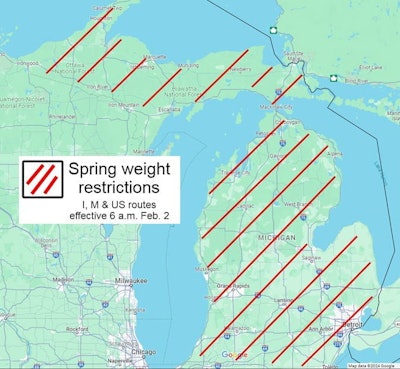Michigan spring weight restrictions Feb. 2, 2024