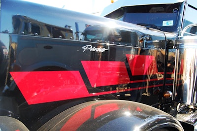 Unique hood striping on Landry's truck