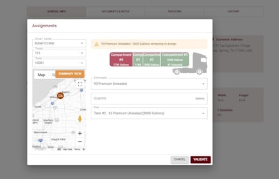 TrueLiquid trailer-assignment view in platform