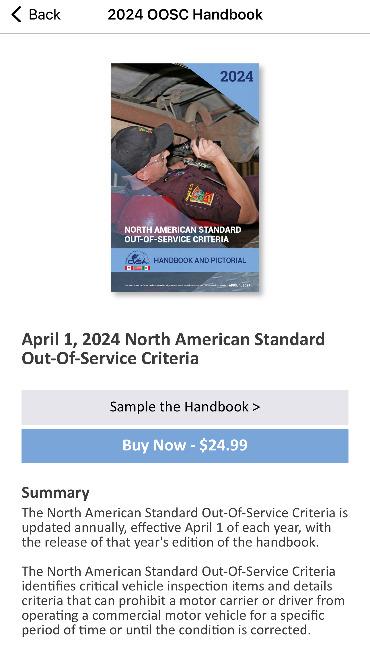 CVSA 2024 Out-of-Service Criteria