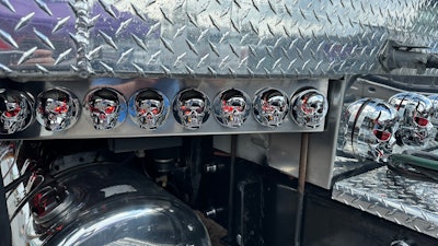 Skull lights on Fritz Littlefield's 2006 Peterbilt 379