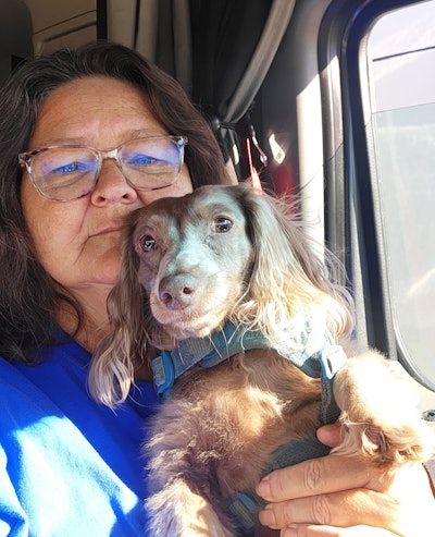 Owner-operator Marley and her dachsund, Cinnamon