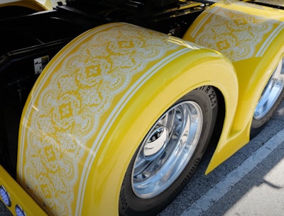 Rear fenders of Jason Harris' 2024 Peterbilt 389